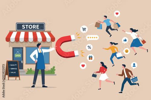 Schilderij op canvas Customer magnet or marketing to attract customer back to buy again, retention or