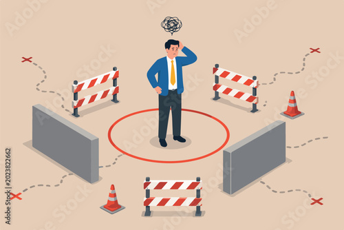Φωτογραφία Business boundary, limitation framing that prevent progress work, prohibited act