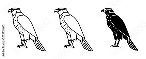 Photos Egyptian Falcon Hieroglyph Vector Icons, Horus Bird Symbol, Ancient Art Style, B