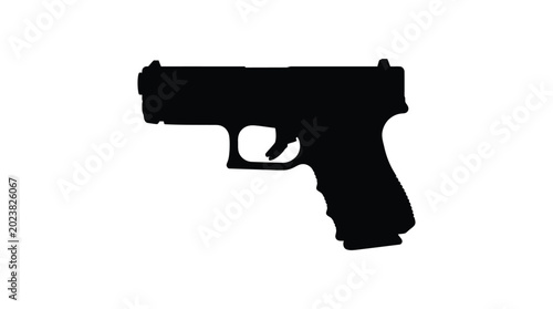 Quadro su tela Silhouette of a modern semi automatic pistol
