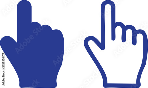 Obraz na płótnie Two blue hands pointing upwards with index fingers extended