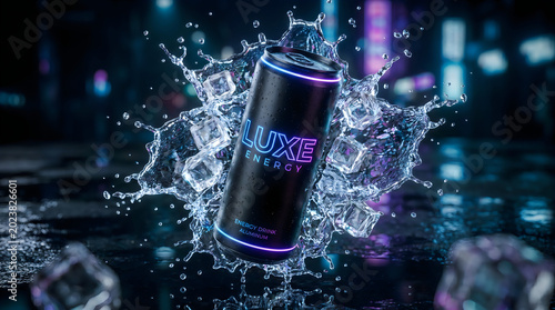 Luxe energy drink can splash