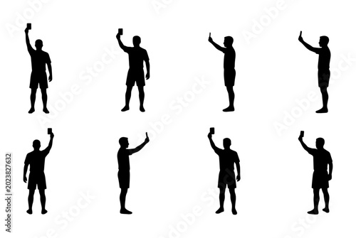 Photos Soccer Referee Yellow Card Signals, Official Gestures, Sports Game Fouls, Player
