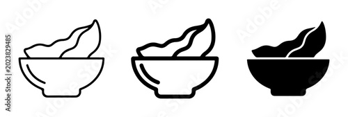 Bild auf Leinwand Avocado Slices in Bowl Icon Set, Healthy Food Graphics, Fresh Ingredient Vector