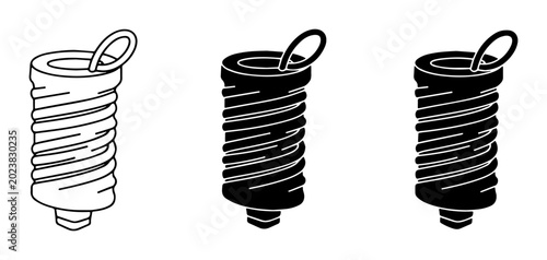 Tableau sur toile Spring coil icons, mechanical tension elements, industrial components, metal wir