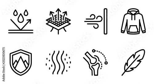 Tableau sur toile Outdoor Gear Features Icons: Waterproof, Breathable, Windproof, Lightweight, Dur