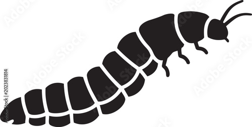 Cuadro en lienzo Black silhouette of a segmented larva or grub simple vector illustration for nat