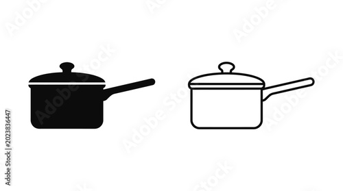Fotografía Silhouette of a cooking pot with lid and handle