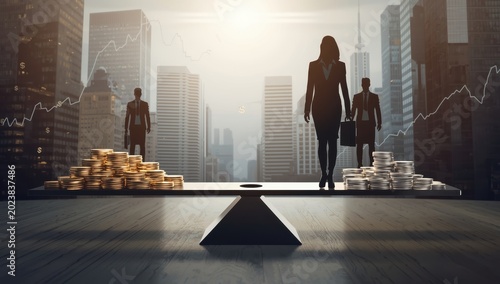 Coins representing gender pay disparity.