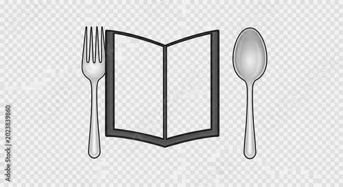 Restaurant menu icon with a silver fork and a spoon