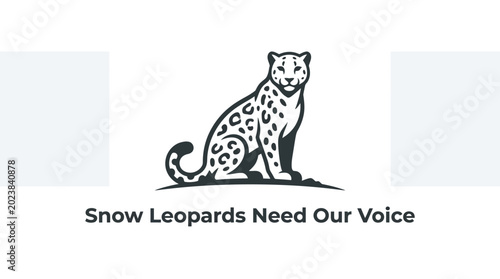 Tableau sur toile Minimalist Snow Leopard Illustration with Wildlife Conservation Message