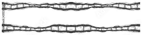 Konstfotografi Film strip horizontal borders with wavy frames in hand drawn sketch style