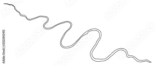 Single wavy line path representing fluid movement in minimalist line art style