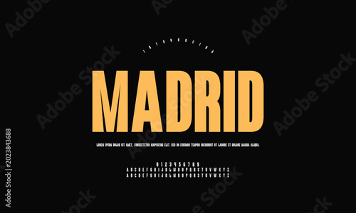 Tall condensed bold sans serif font modern solid display alphabet typography vector