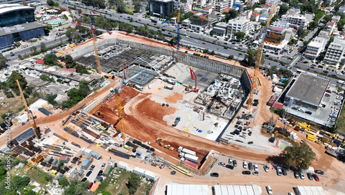 Fotografía Aerial drone photo of construction site of forthcoming casino of Mont Parness in