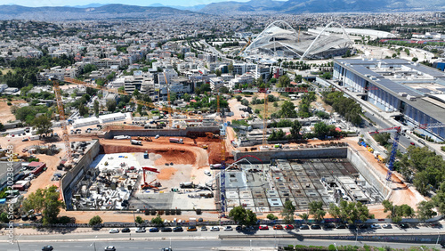 Bilde på lerret Aerial drone photo of construction site of forthcoming casino of Mont Parness in
