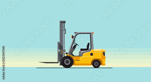 Photos Yellow Forklift Truck Illustration with Blue Sky Background