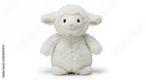 Cute white plush lamb toy with soft fur 