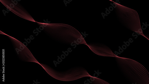 Dark background with wavy red lines and gradient light effects on abstract shapes.Moder desktop background 