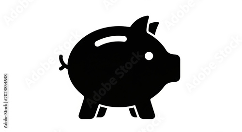 Black piggy bank icon representing financial savings and investment growth