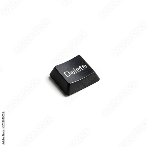 Black Computer Keyboard Delete Key Isolated on White Background