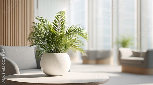 Modern Indoor Plant Decor in Sunlit Minimalist Living Room Space