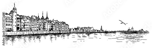 Bild auf Leinwand Copenhagen Denmark cityscape view from the water