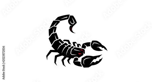 Cuadro en lienzo Black Scorpion Silhouette on White Background.