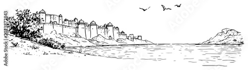 Canvastavla Ancient fortress on a river bank