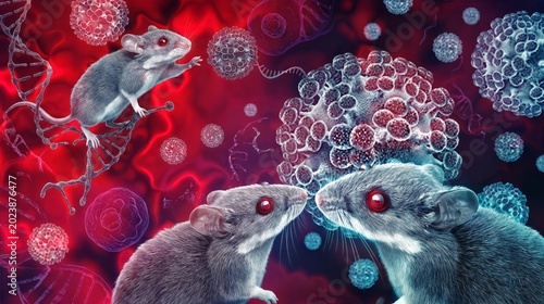 Red Virus Cell Pathogen Microbe Floating Rodent Mouse Hantavirus Outbreak