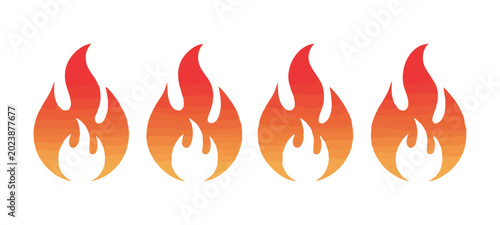 Tableau sur toile Gradient fire flame icons with orange and red tones representing warmth heat and energy resources