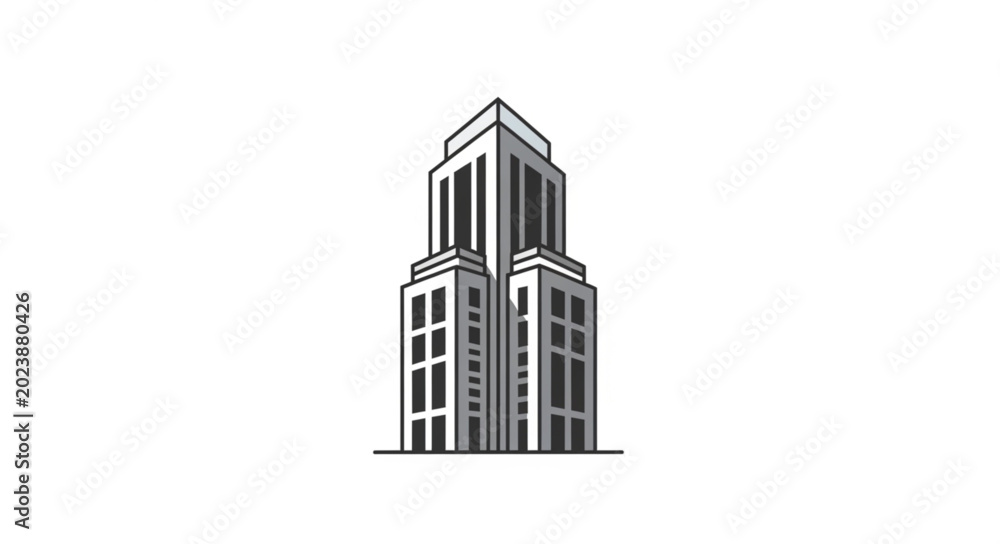 Fototapeta premium Modern Skyscraper Building Architectural Design Illustration.