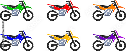 Foto simple motorcycle motocross dirtbike various colors silhouette side view icon sy