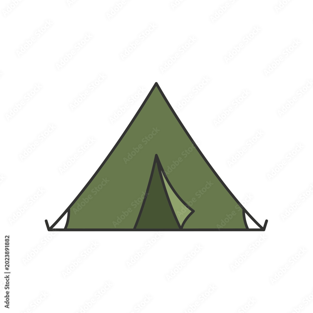 Fototapeta premium Green Pyramid Shaped Camping Tent.