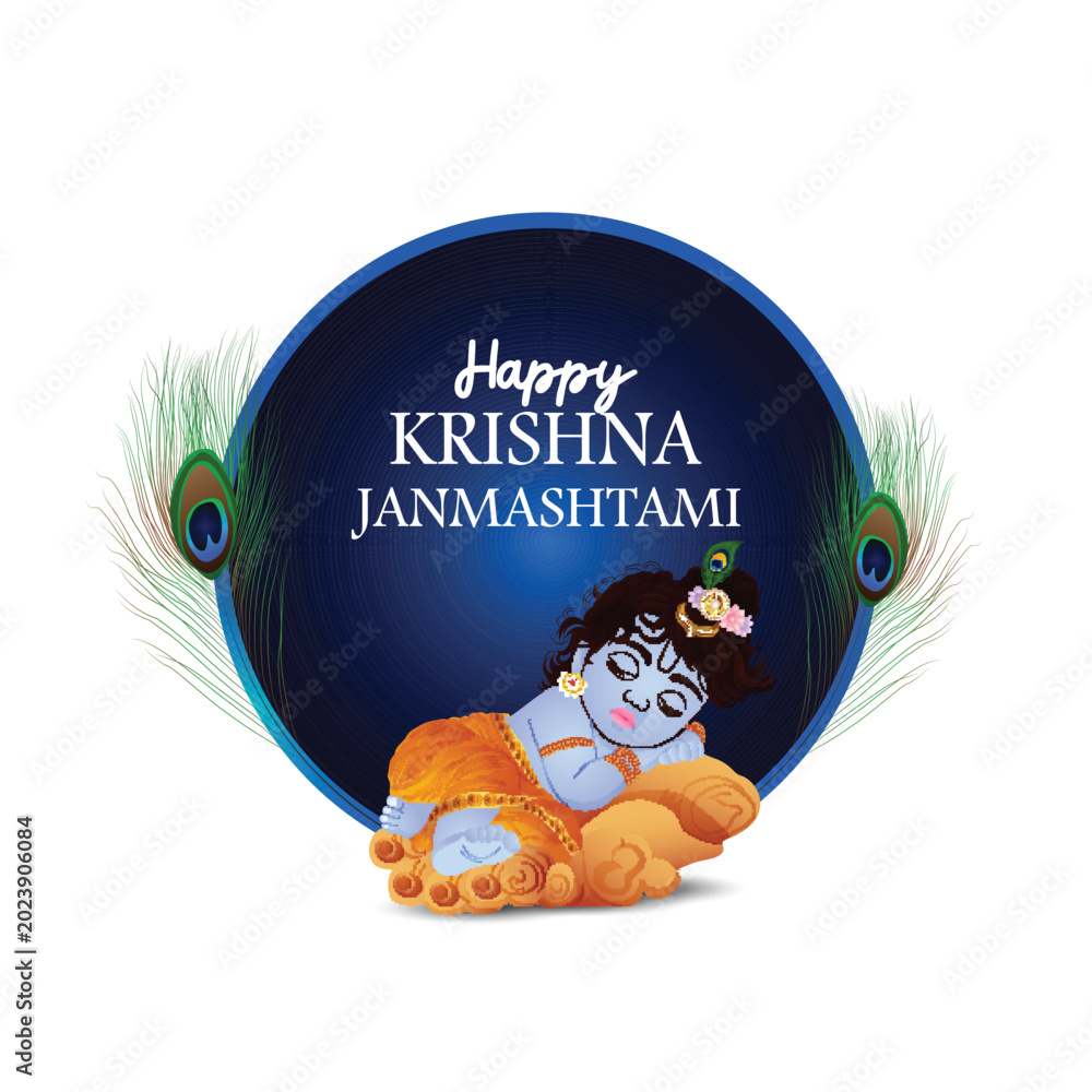 Fototapeta premium Indian festival happy janmashtami celebration background