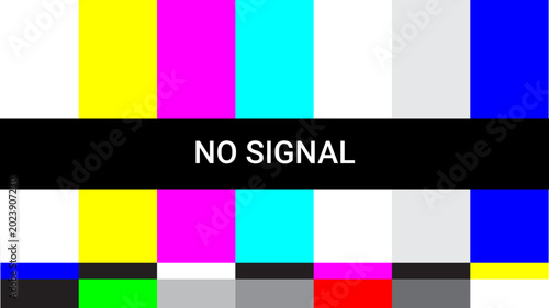 Vibrant Retro TV Error Screen no signal - Emergency Broadcast Warning No Signal