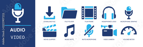 Foto Audio video icon set