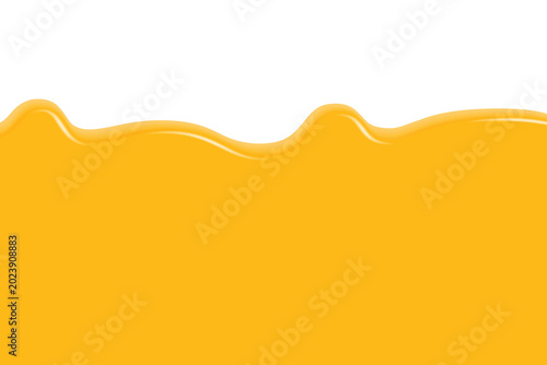Yellow liquid substance flowing wave on white background transparent background