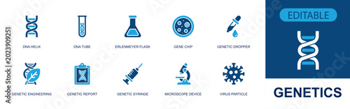 Fotografi Genetics icon set