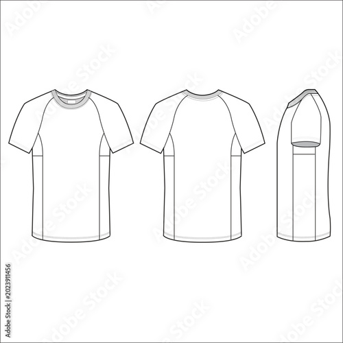 Fotografie Professional technical flat sketch template of a short sleeve sports jersey show