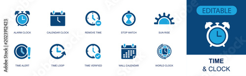 Fotografía Time and clock icon set