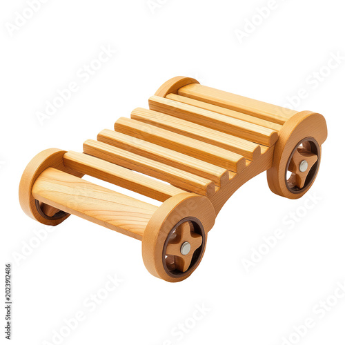 Wooden toy vehicle for kids collectible isolated on transparent background
