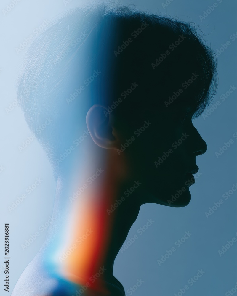Obraz premium light leak portrait silhouette dreamy artistic photography style