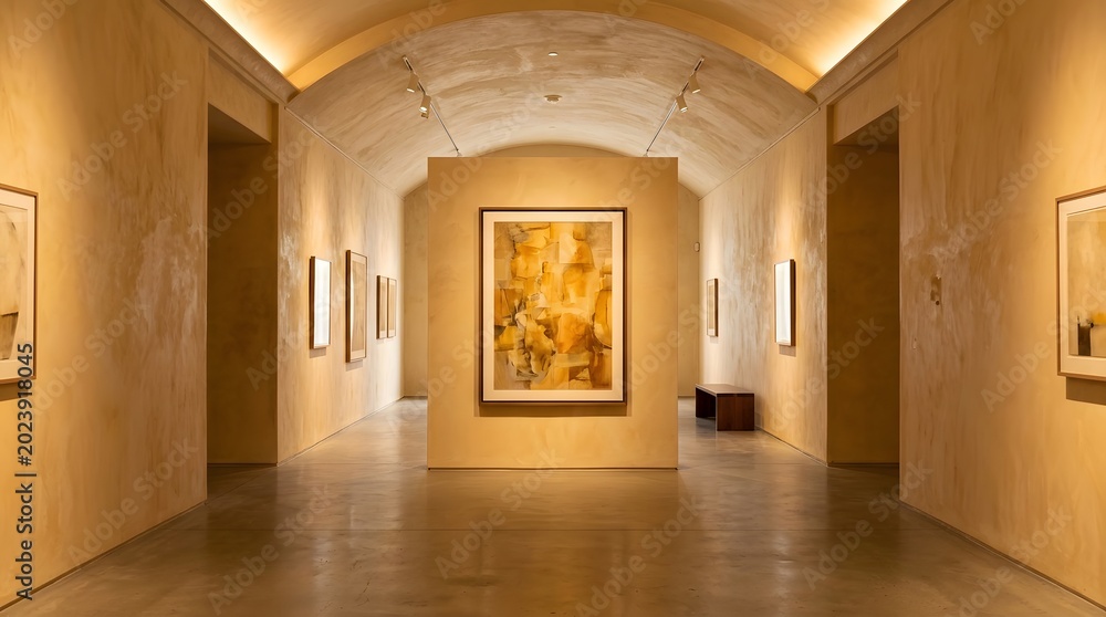 Fototapeta premium Modern art gallery interior featuring minimalist architectural design