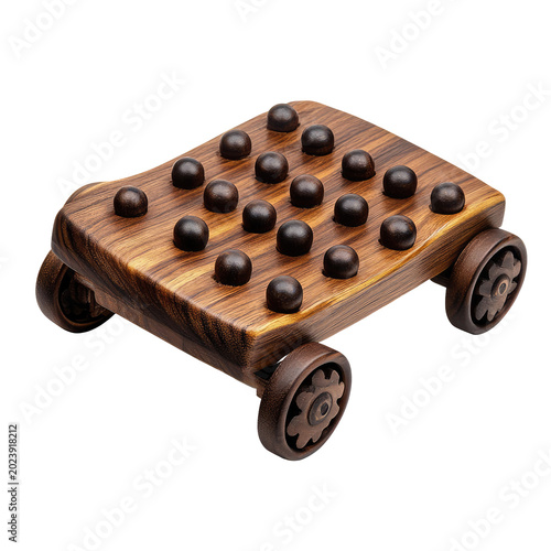 Wooden toy vehicle for kids collectible isolated on transparent background