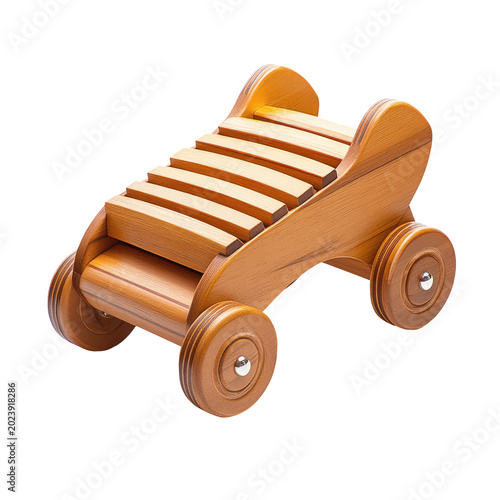 Wooden toy vehicle for kids collectible isolated on transparent background