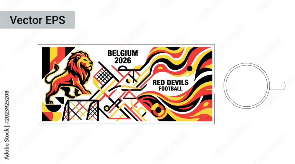 Fototapeta premium Belgium Football World Cup 2026 Technical Mug Template