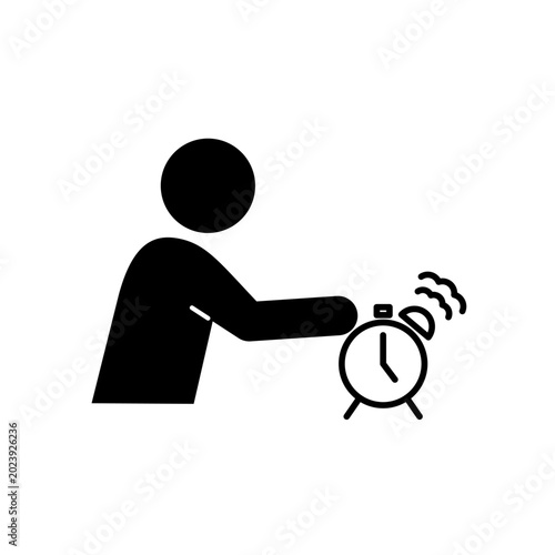 Tableau sur toile 目覚まし時計を止めて起床する人物アイコン