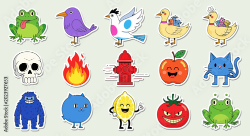 Cute Pixel Art Stickers: Animals, Objects, and Characters Collection