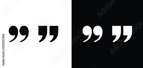 Tableau sur toile Quotation Mark Contrast: A stark graphic showcasing the duality of quotation marks